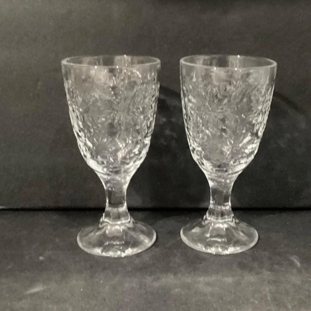 Princess House Fantasia Footed Wine Goblets, Set of‎ 2, Vintage Etched Stemware
